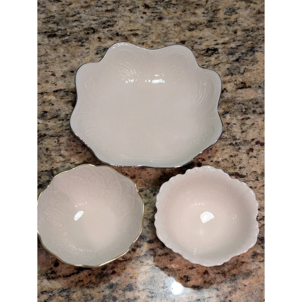 Vintage Lenox Ivory Gold Bowls Set of 3 Saybrooke Sylvan Dorian USA